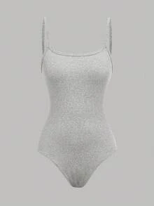 SHEIN Girlism 青少年女孩三件套休闲修身细肩带女童连体裤，非常适合夏季穿着 - 灰色 - 查看 8