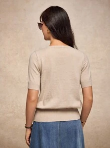 House of One Old Money Round Neck Bishop Sleeve Casual Sweater Top Women Fall Winter Fall Outfits Business Professional Women Business Casual Woman