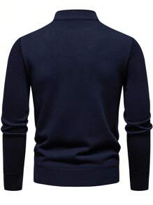 Calvornis Men's Pullover Sweater, Solid Color Knitted Sweater, Autumn/Winter Men Fleece Lined Pullover Men Thermal Shirt Men Quarter Zip Fleece-Lined And Thickened