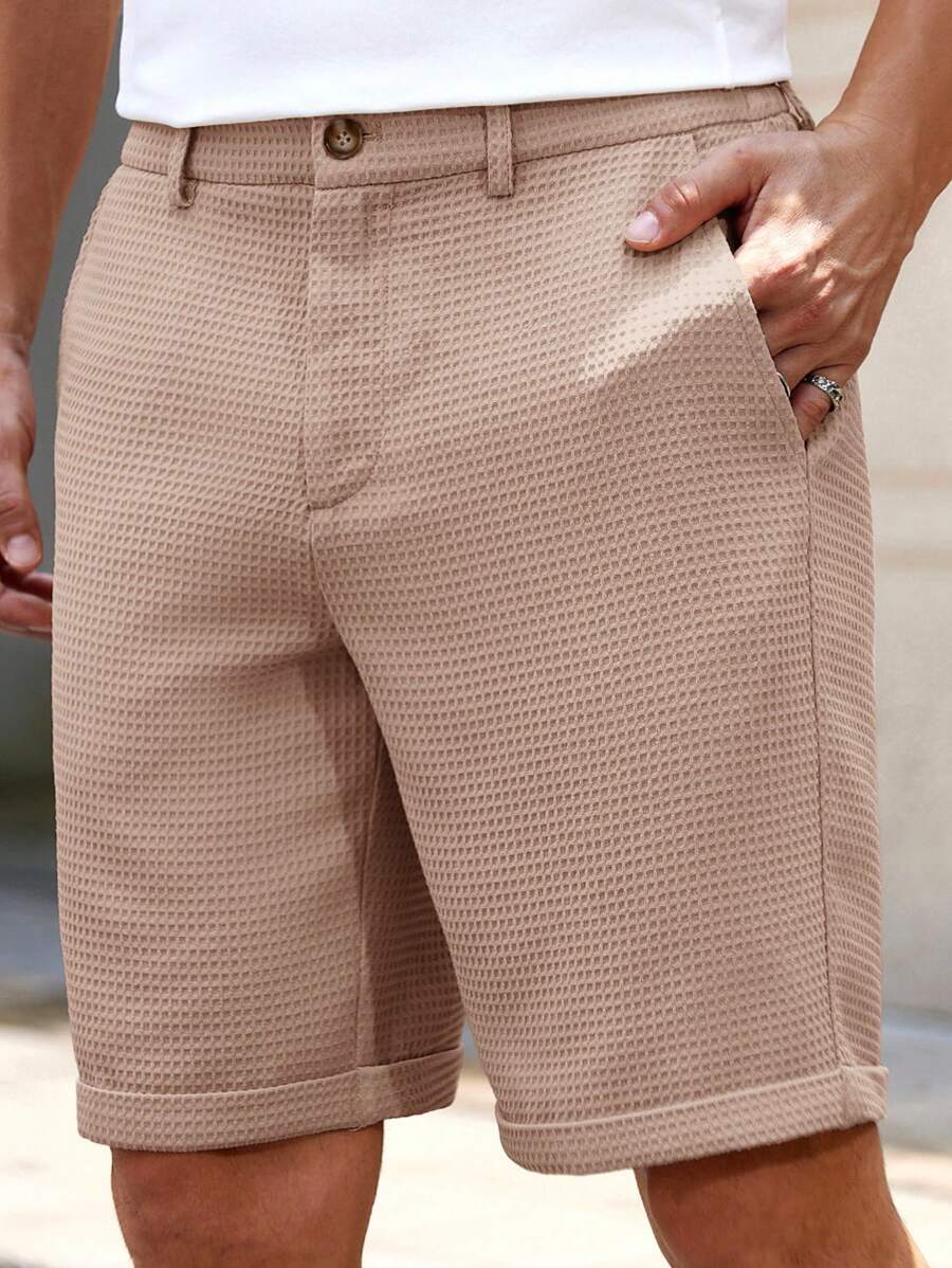 Manfinity NXTstreet 男士梭织纯色短款中腰直筒短裤，适合日常穿着，春夏季