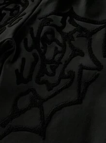 PAVTROS 男士街头风格流行 INS 配色蜘蛛网和心形刺绣毛巾布运动裤，休闲装，男友/丈夫礼物，周年纪念礼物，时尚宽松粉色慢跑裤 - 黑色 - 查看 2