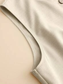 Franclia Bộ đồ 2 món áo khoác cardigan không tay thoải mái cho kỳ nghỉ đại học dành cho nữ - Màu be - Xem 3