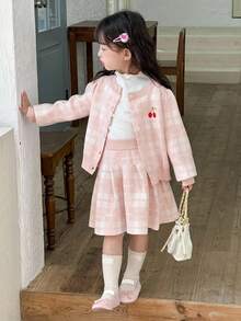 DAZY Kleine Mädchen Koreanischer Stil Langarm Pullover und Rock 2-teiliges Set, Frühling/Herbst