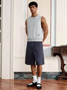 SWAVVY 男士字母印花休闲宽松无袖背心 - 灰色 - 查看 1