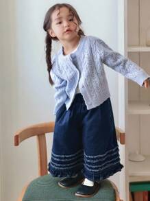 Dazy Kids Baby Mädchen Lässig Weite Beine Lose Gerade Bein Jeans, Kleinkind Herbstkleidung