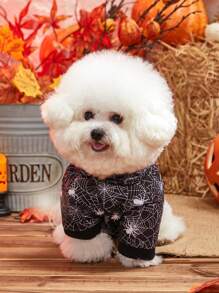 PETSIN 1pc Halloween Spider Pattern Pet Hoodie Sweatshirt - Multicolor - View 4