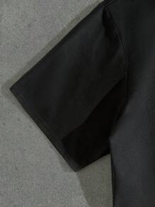 EASEVO 大码男士黑色字母印花圆领T恤，适合夏季 - 黑色 - 查看 5