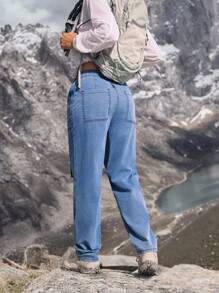Quần Jeans Denim Đơn Giản Thường Ngày Cho Nữ - Màu xanh lam - Xem 2