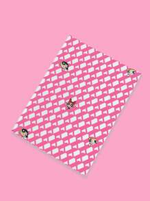THE POWERPUFF GIRLS X SHEIN Cuaderno con tapa dura de color rosa con el patrón de Blossom, Bubbles y Buttercup - Páginas en blanco para bocetos, garabatos, diario y notas | Regalo con diseño de dibujos animados lindos para niñas - Rosa - Ver 2