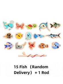 Zazumi Magnetic Ocean Fishing Game - Interactive WoodenTabletop Toy For Youngsters, Enhances Hand-EyeCoordination & Focus, Creative Gift Ldea