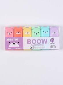SHEIN 4/5/6 couleurs/set Mignon mini stylo fluorescent style ours, pointe oblique couleur macaron. Fournitures scolaires et de bureau