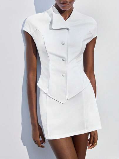 Maija Women's Elegant & Romantic 2 Pieces Set, Suitable For Wedding Guest, Party, Daily Casual, And Business Commute Tuxedo Dress