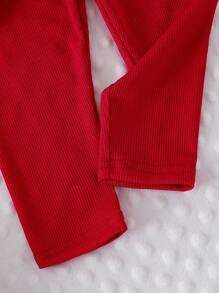 SHEIN Playful Pals Baby Girls Casual Cute Sweatshirt Set, 3D Crochet Floral Print Pullover Top And Knitted Leggings, Autumn Outfit Flower Two Piece Set Toddler Baby Girl Sweaters Set 2pcs Set Toddler Girls Cute Vintage Style Toddler Girl Clothes Baby Girl Red Pants Fall Winter - Hot Pink - View 5