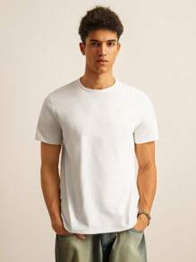 Manfinity VCAY Camiseta ajustada para hombre con estampado de patrón arquitectónico japonés, adecuada para uso diario en verano - Blanco - Ver 2