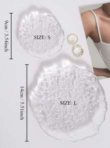 1Pc/2Pcs Asymmetric Transparent Glass Jewelry Display Tray, Creative Display Plate For Jewelry, Keys, Nail Art And Photoshoot, Living Room Decor, Storage - White - View 10