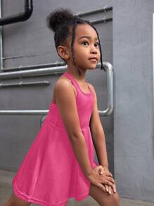 SHEIN SLAYR KIDS Young Girl Solid Color Snug Fit Sleeveless Hollow-Out Activewear