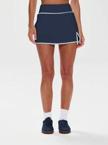 Musera Sport 低腰撞色边短裙运动健身健身房板网球壁球泡菜球健身 - 藏蓝色 - 查看 2