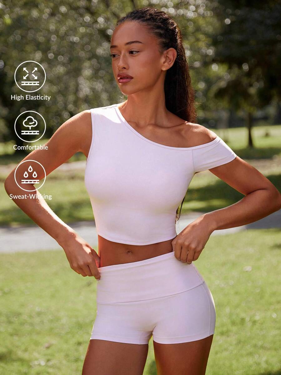 Athîral 休闲上衣和高腰骑行短裤两件套 - 粉色 - 查看 1