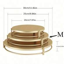 3pcsGolden Cake Stand Set, Circular Dessert Stand, Metal Cupcake Candy Display Tray, Suitable For Weddings, Events, Birthday Parties - Multicolor - View 16