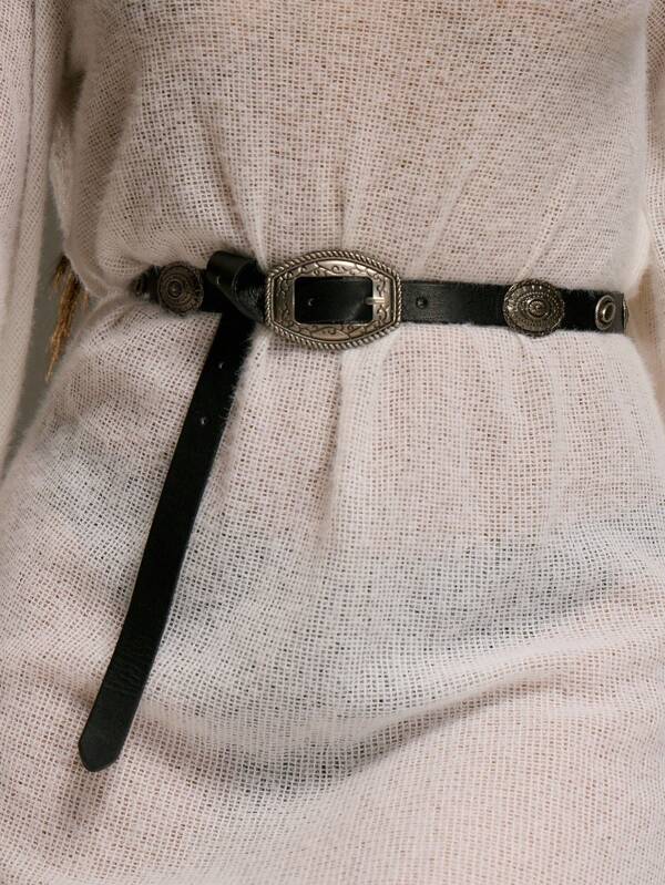 MUSERA Cinturón con hebilla de detalle plateado estilo occidental