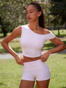 Athîral 休闲上衣和高腰骑行短裤两件套 - 粉色 - 查看 7