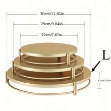 3pcsGolden Cake Stand Set, Circular Dessert Stand, Metal Cupcake Candy Display Tray, Suitable For Weddings, Events, Birthday Parties - Multicolor - View 17