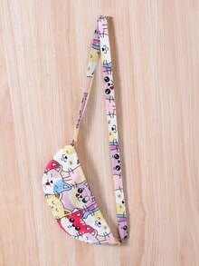 Tween Girl Casual Cartoon Print Thermal Lined Hooded Coat, Autumn/Winter Fall