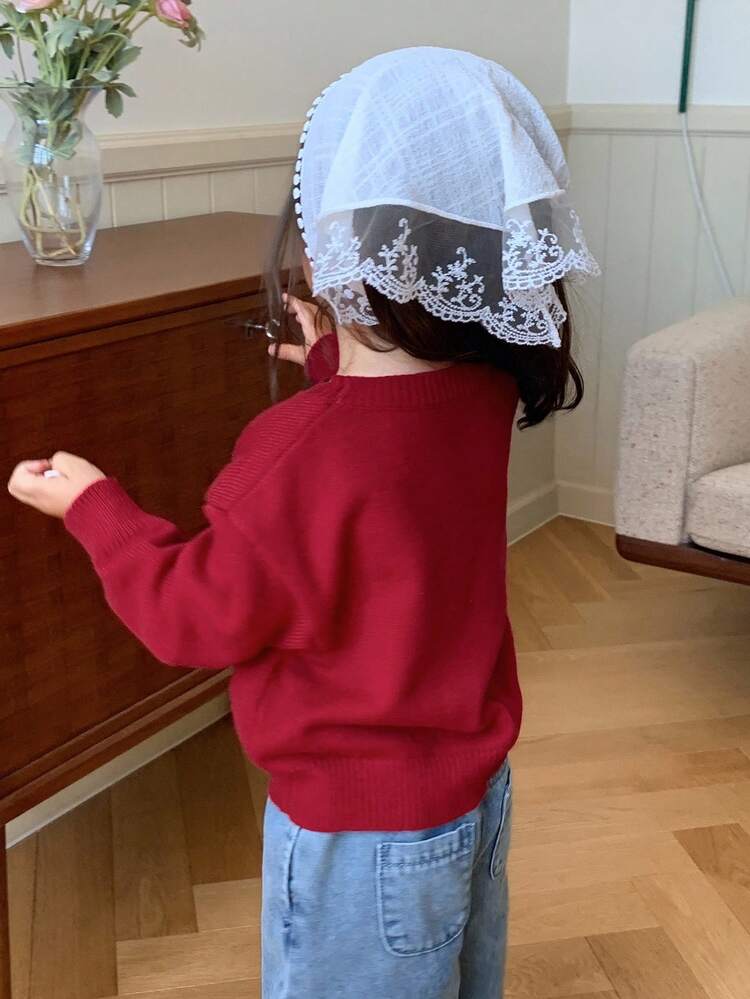 Baby Girls Casual Round Neck Contrast Color Long Sleeve Sweater Fall,Winter Toddler Girls Clothes