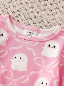 Baby Mädchen Rosa Süßer Stil Gestrickte Stoff Langarm & Lange Hose 2 Teile Pyjama Set