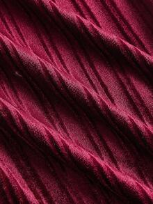 SHEIN MOD 金属扣休闲时尚百搭宽松阔腿女裤 - 酒紅色 - 查看 4