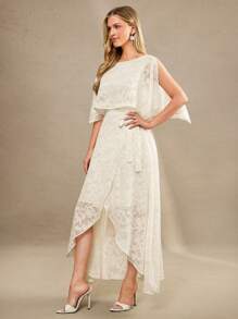 Amorya Elegantes langärmliges Wickelkleid Nagelkunst mit Ausschnitten, Sommerkleidung für Schule, Konzert, Hochzeitsgäste, Urlaub und Geburtstag für Frauen