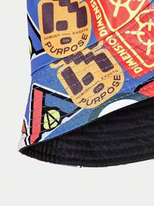 Rick and Morty X SHEIN Sombrero de cubo reversible negro con gráfico de figura de dibujos animados - Negro - Ver 5