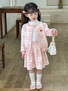 DAZY Kleine Mädchen Koreanischer Stil Langarm Pullover und Rock 2-teiliges Set, Frühling/Herbst