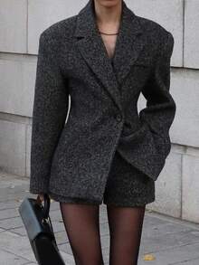 DAZY Áo khoác Blazer ve bo eo cho nữ Áo khoác nữ - Xám - Xem 9