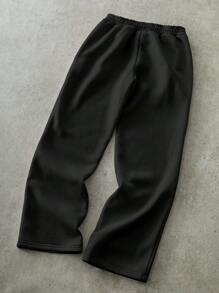 PAVTROS 男士街头风格流行 INS 配色蜘蛛网和心形刺绣毛巾布运动裤，休闲装，男友/丈夫礼物，周年纪念礼物，时尚宽松粉色慢跑裤 - 黑色 - 查看 4