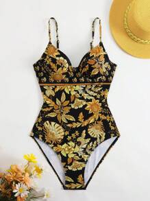 Swim Chiccia New Summer Printed Push-Up Underwire One-Piece Swimsuit - Multicolor - View 3