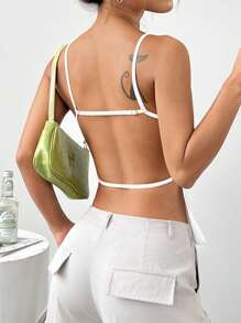SHEIN EZwear Camisole d'été pour femmes, sexy, unicolore, dos nu