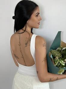 Lucia Bellido Body sin espalda de punto de unicolor casual para mujer - Blanco - Ver 1