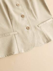 Franclia Bộ đồ 2 món áo khoác cardigan không tay thoải mái cho kỳ nghỉ đại học dành cho nữ - Màu be - Xem 4