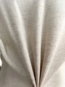 EURMUSE Woman V Neck Long Sleeves With Faux Pearl Buttons Cardigan And Pants Two Pieces Knitwear Set - Apricot - View 3