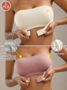 SHEIN 2pcs Strapless Non-Slip Backless Tube Tops For Women - Multicolor - View 1