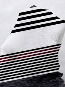 SHEIN LUNE 2 件女士条纹撞色印花 A 字裙套装，适合春夏季