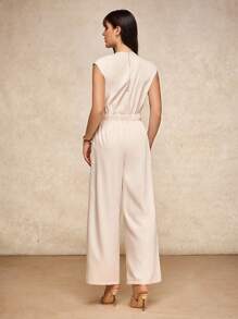 House of One Pleated High Neck Solid Sleeveless Pockets Jumpsuits Women Casual Old Money Fall Women Clothes Elegant Office Business Summer Autumn Elegant Jumpsuit Sleeveless Jumpsuit Wide Leg Jumpsuit Fall Outfits Business Professional Women Business Casual Woman