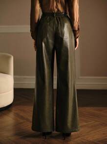 MOTF PREMIUM PU 皮革腰带裤 - 橄欖綠 - 查看 5