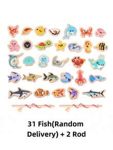 Zazumi Magnetic Ocean Fishing Game - Interactive WoodenTabletop Toy For Youngsters, Enhances Hand-EyeCoordination & Focus, Creative Gift Ldea