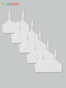 SHEIN 5 件套 Tween 女童简约舒适亲肤汗衫吊带背心，纯白色