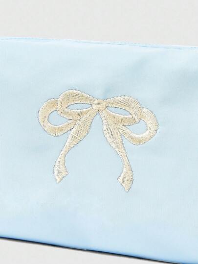 Kawaii Bow Embroidery Cute Lace Portable Cosmetic Bag