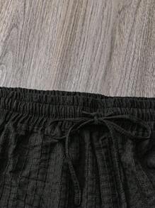 EMERY ROSE 乡村休闲深灰色腰阔腿宽松休闲裤适合春夏季波西米亚风女装 - 深灰色 - 查看 3