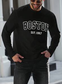 Manfinity Dauomo Men's Letter Print Short Sleeve T-Shirt - Black - View 1