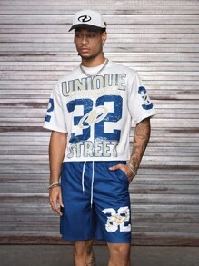 AXEPEAK 男士圆领短袖字母图案休闲T恤套装 - 彩色 - 查看 4